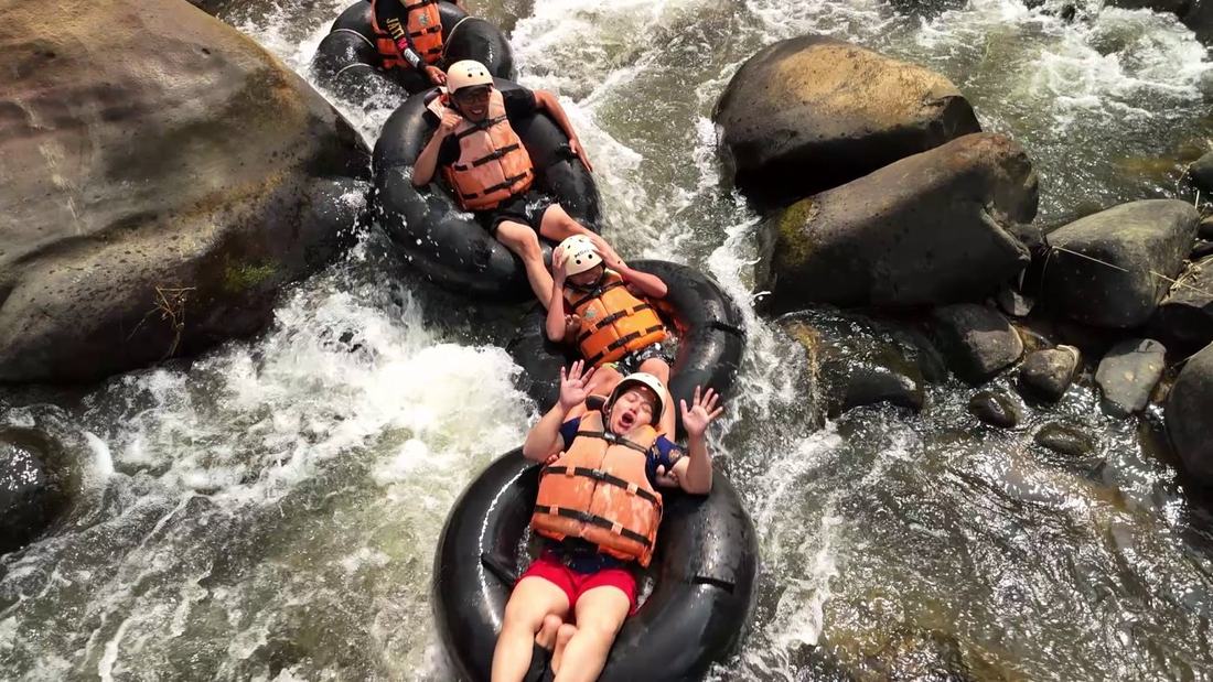 River tubing di Desa Wisata Sindangkasih dari udara
